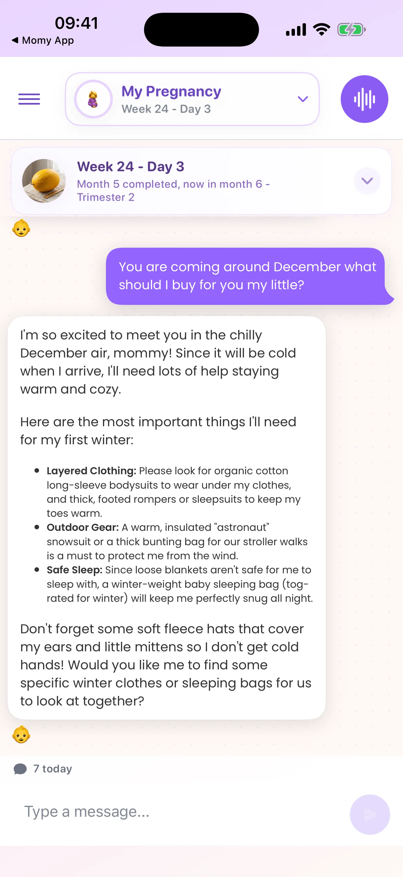 A Mamalina conversation continuing in the active pregnancy context